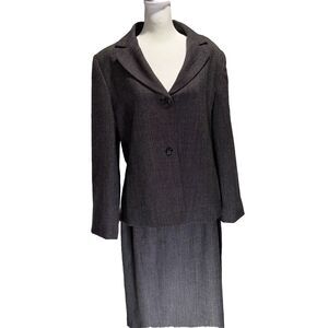 Harvey Bernard Women 16 Grey Hounds Tooth Wool Old Money Business